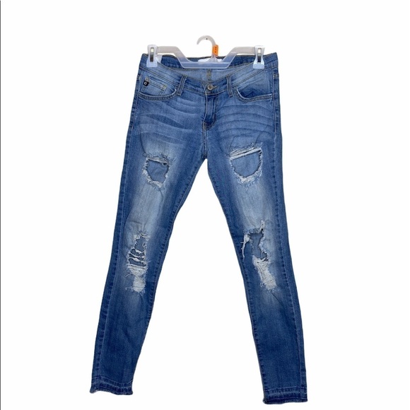 Kancan heavily distressed jeans with raw hem - Picture 1 of 7